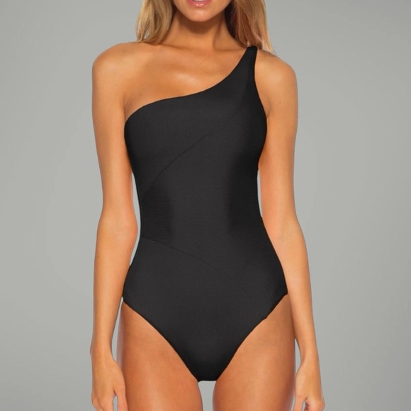 Becca Adeline Rib One Shoulder swimsuit